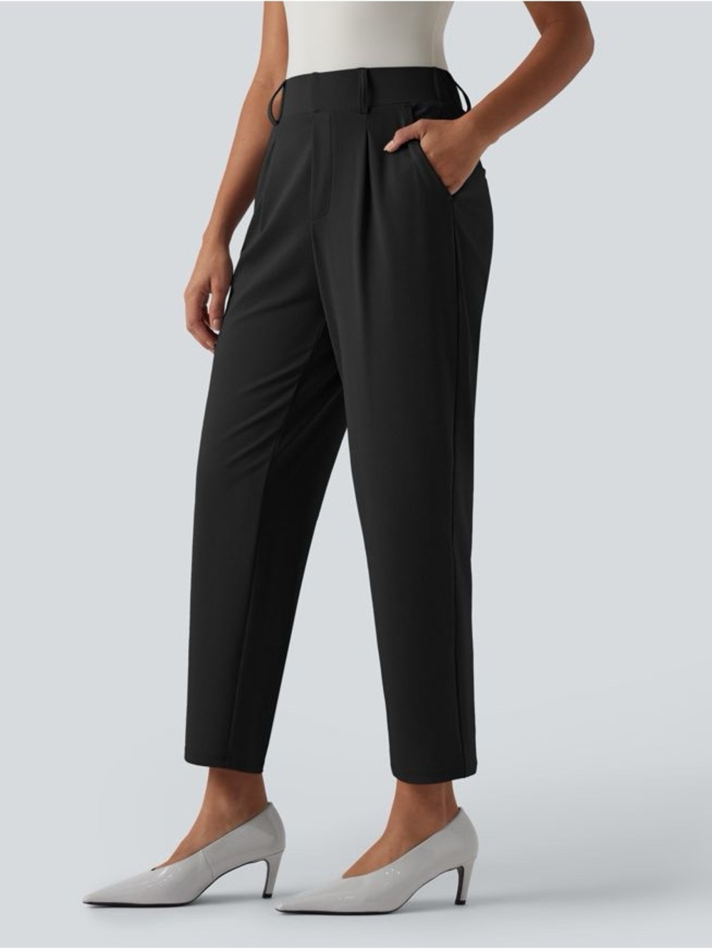 NWT Halara Sz M Black Tapered Leg High Waisted Work Office Pants